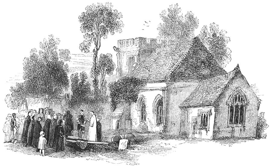 All Saints Church at Weston-on-Avon in Warwickshire, England - 17th Century Drawing by Powerofforever