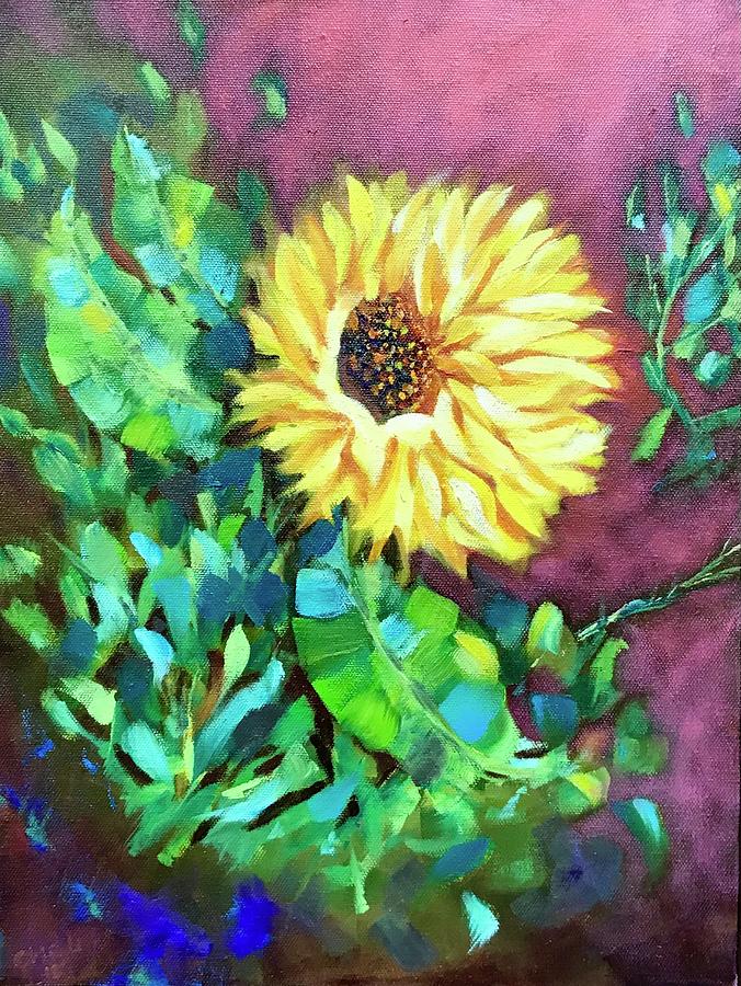 Sunflower Painting - All that energy by Doris Chou