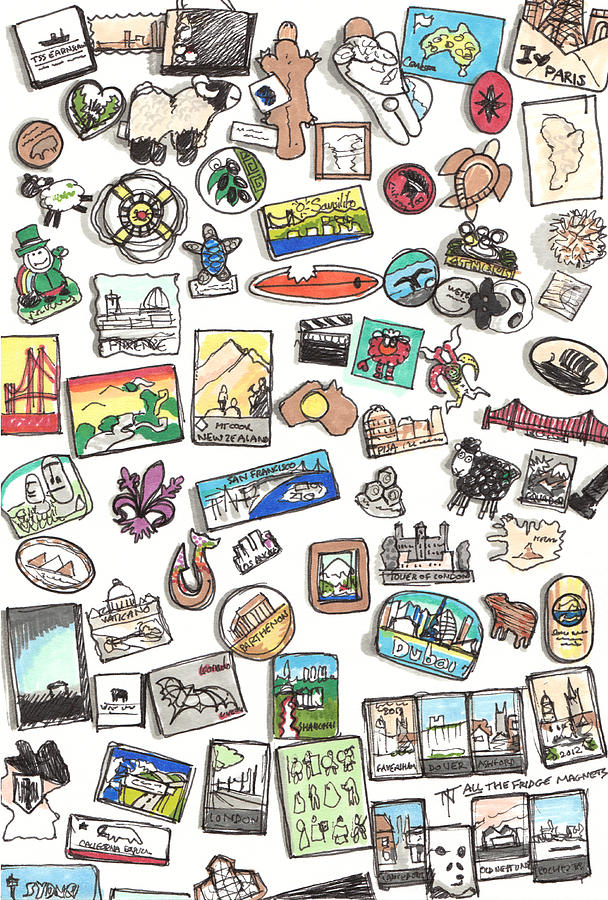All the Fridge Magnets Drawing by Tom Napper
