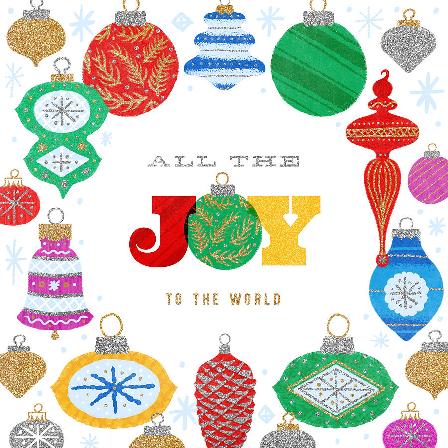 All the Joy to the World - Modern Rainbow Vintage Ornament Holiday art by Jen Montgomery Digital Art by Jen Montgomery