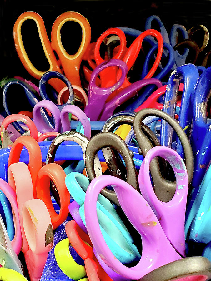 All the Rainbow Colors of Scissors Mixed Media by Sharon Williams Eng