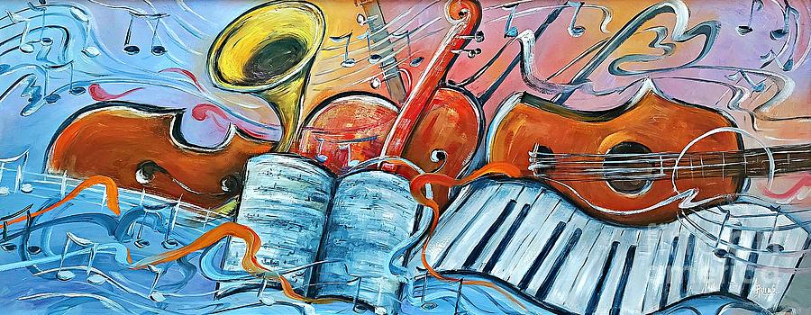 All These Musical Instruments Painting by Amalia Suruceanu