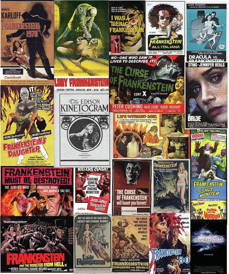 Frankenstein Movies Collage-V1 Digital Art by Yee Tar Zee | Fine Art ...