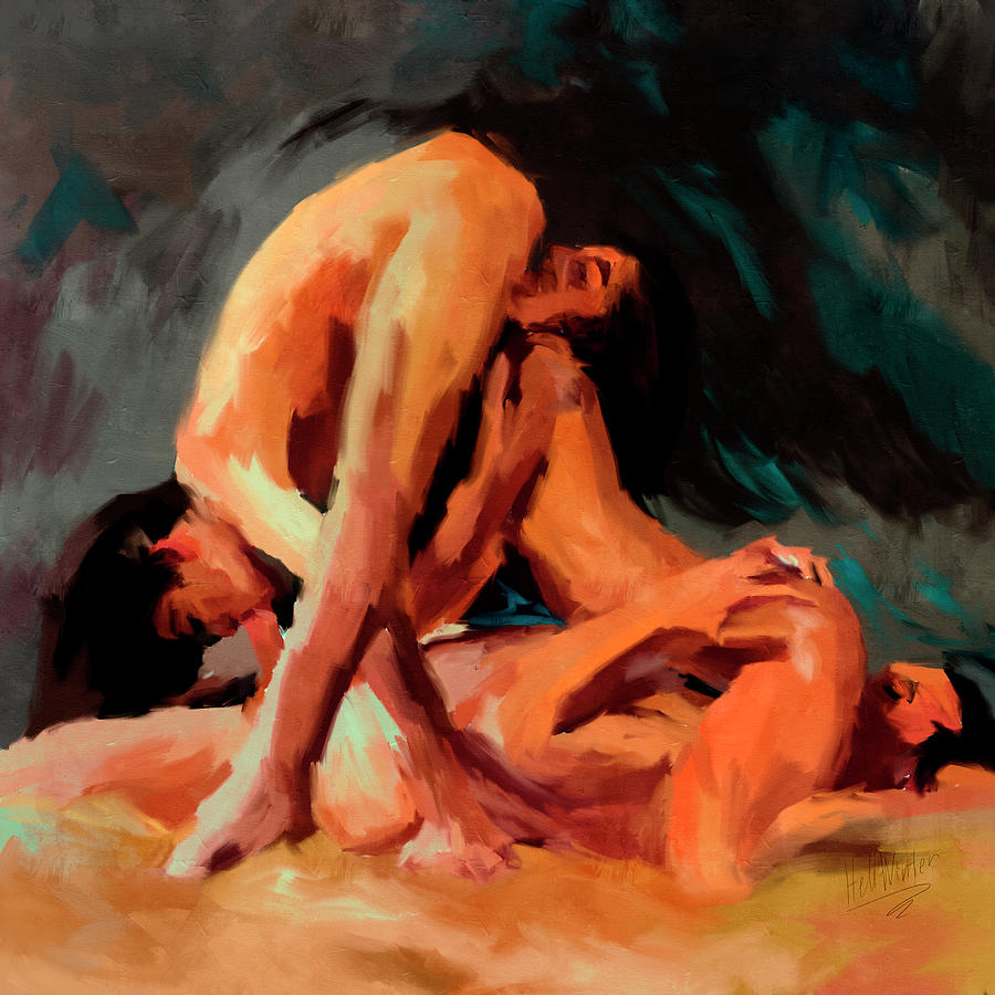 Nude Couple Painting - All together by Hell Winter