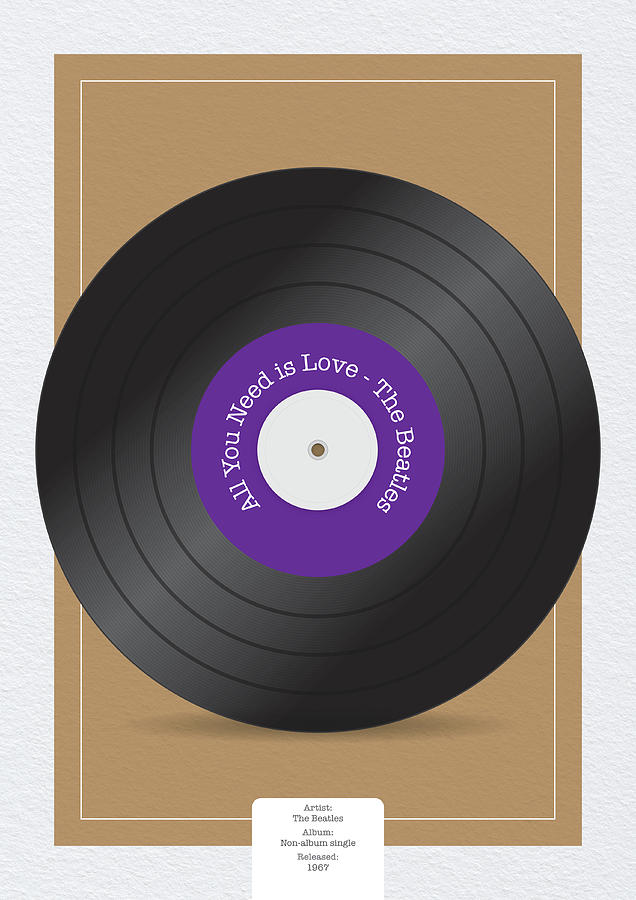 Vinyl Digital Art - All you need is love Vinyl Record by Samuel Whitton