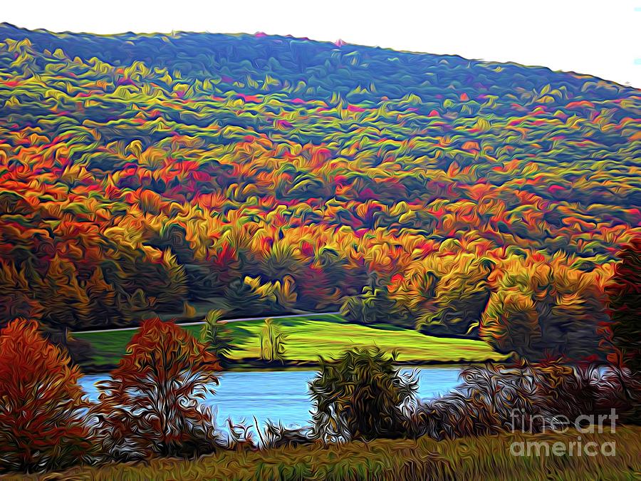 Allegany State Park Lake in Autumn Abstract Expressionism Photograph by Rose Santuci-Sofranko