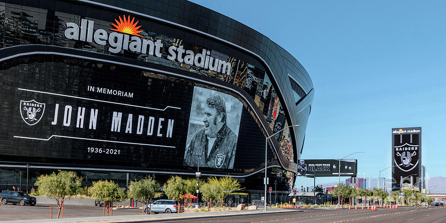 Allegiant Stadium and Raiders John Madden Tribute Gameday Afternoon 2 to 1 Ratio Photograph by Aloha Art