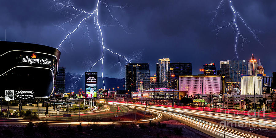Allegiant Stadium and the Las Vegas Strip Thunderstorm 2 to 1 Ratio Photograph by Aloha Art