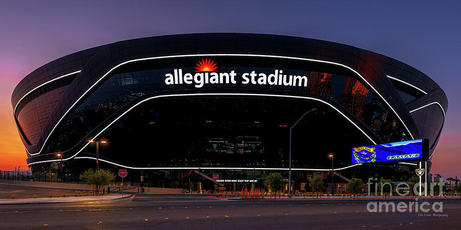 Oakland Raiders Photograph - Allegiant Stadium Las Vegas Raiders at Sunset 2 to 1 Ratio by Aloha Art