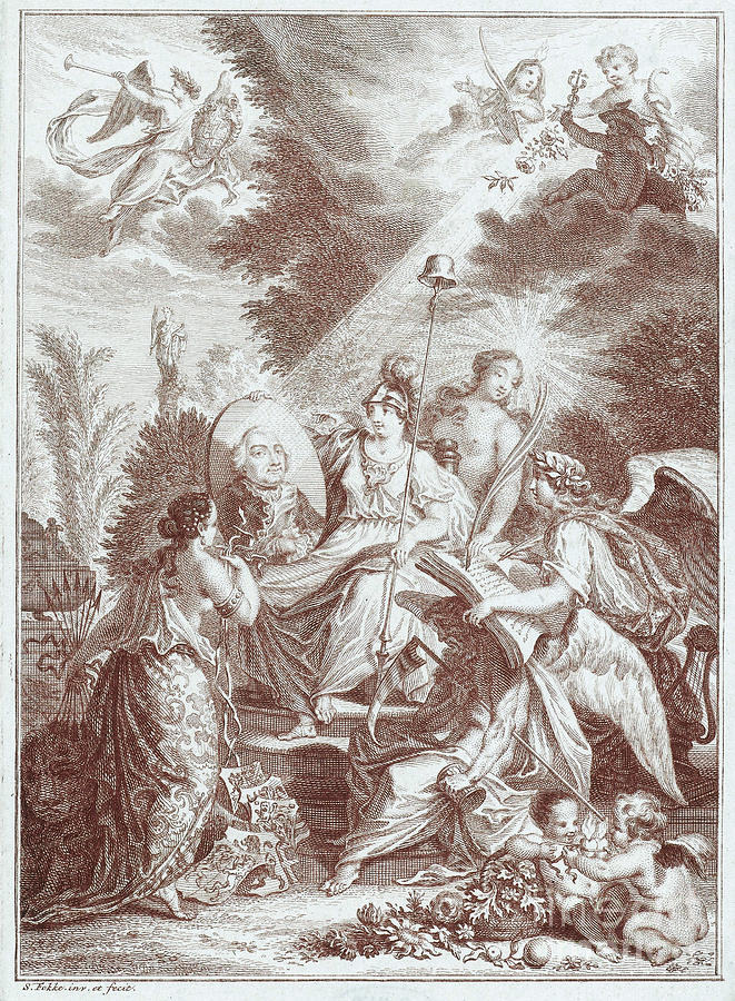 Allegorical Tribute Drawing by Simon Fokke