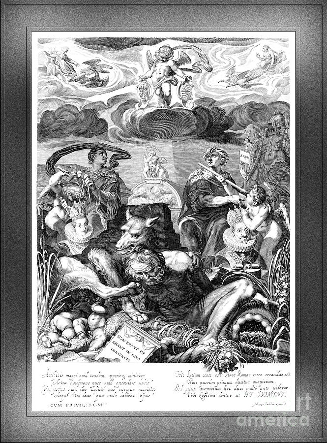 Allegory of Marriage of Emperor Ferdinand II and Eleanor Gonzaga Remastered Xzendor7 Reproduction Drawing by Rolando Burbon