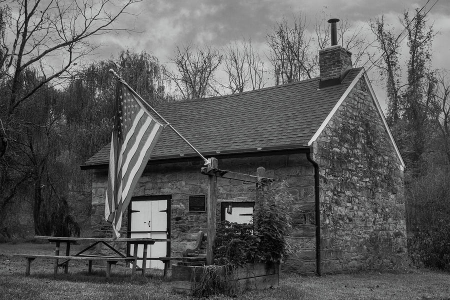 Allen G Miller Memorial Springhouse Black and White Photograph by Jason Fink