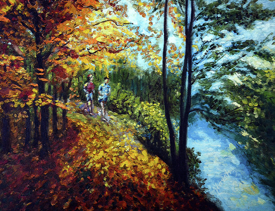 Fall Painting - Alley by the Lake 1 by Harsh Malik