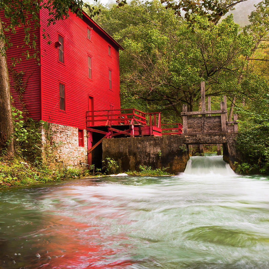 Alley Spring Water Mill - Eminence Missouri 1x1 Photograph by Gregory Ballos