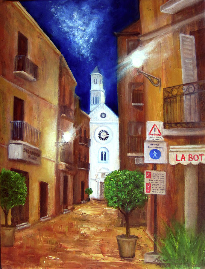 Alley to Church, Bari Italy Painting by Leonardo Ruggieri