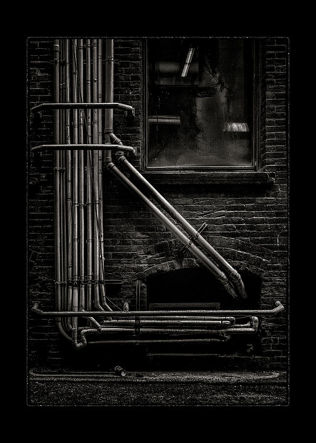 Alleyway Pipes No 2 with Border Photograph by Brian Carson