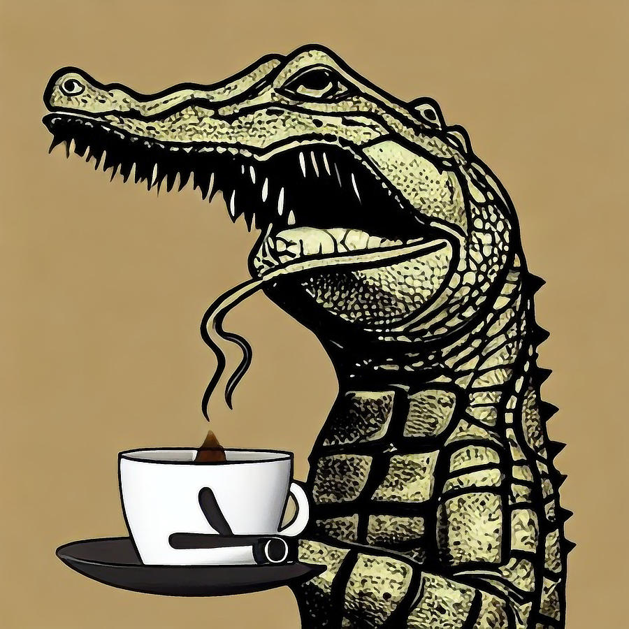 Alligator coffee Digital Art by Adrien Efren - Fine Art America