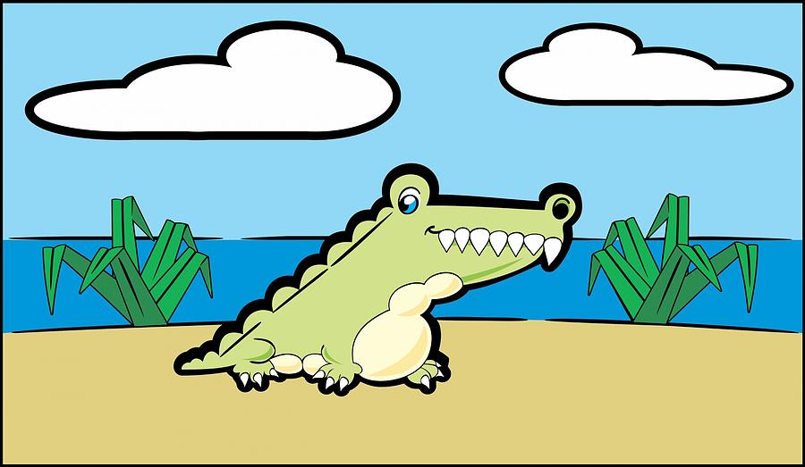 Alligator Crocodile Cartoon Painting by Les Classics | Fine Art America