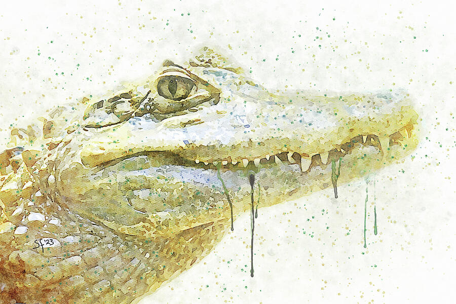 Alligator Smile Watercolor Painting  Digital Art by Shelli Fitzpatrick