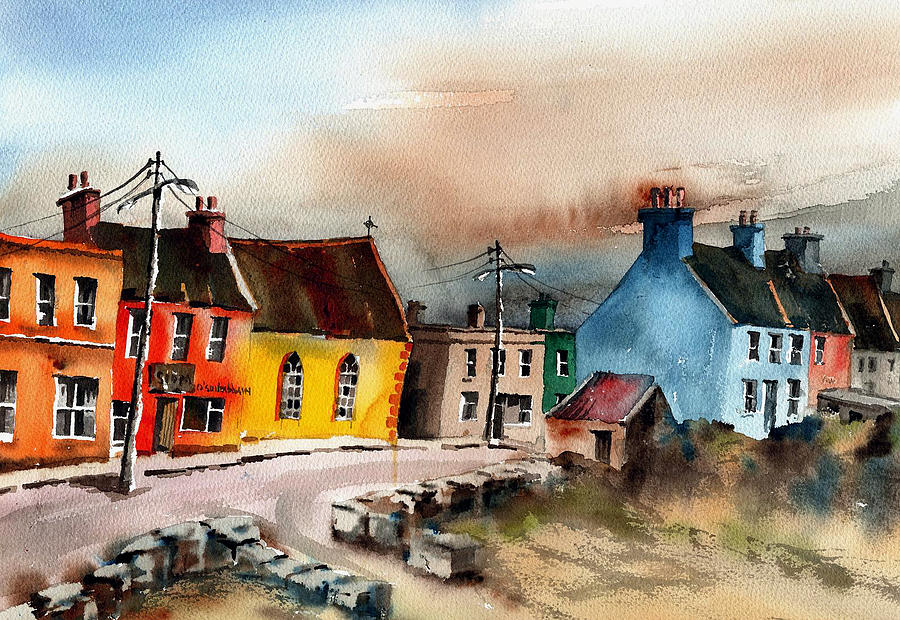 Allihies Main St Painting by Val Byrne