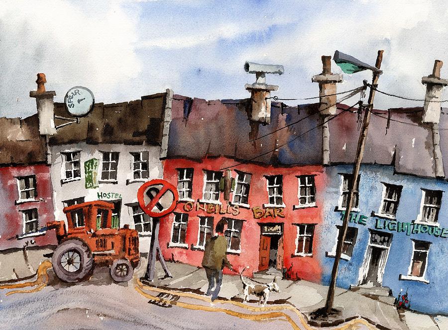 Allihies main street, Beara. Painting by Val Byrne