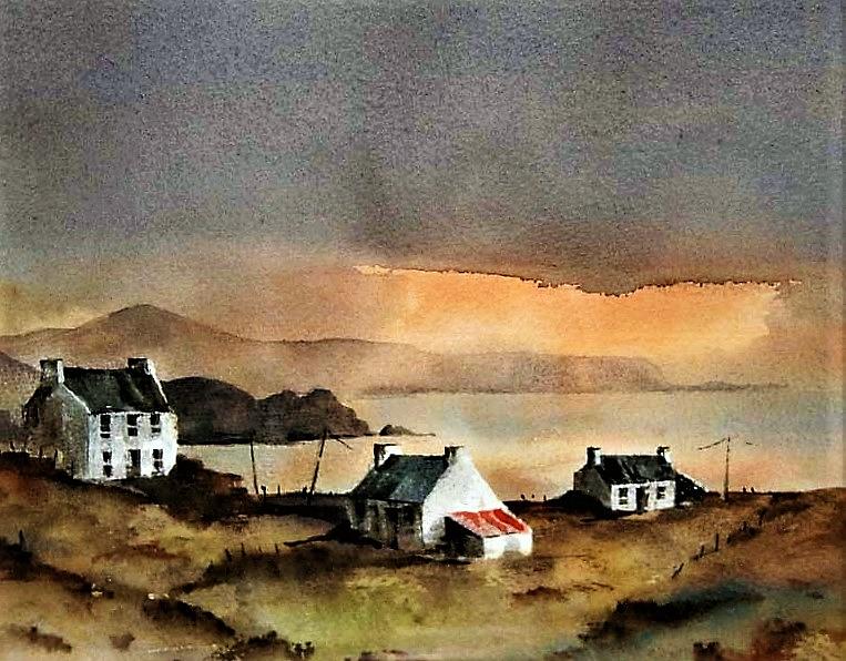 Allihies Sunset, Beara, Cork Painting by Val Byrne