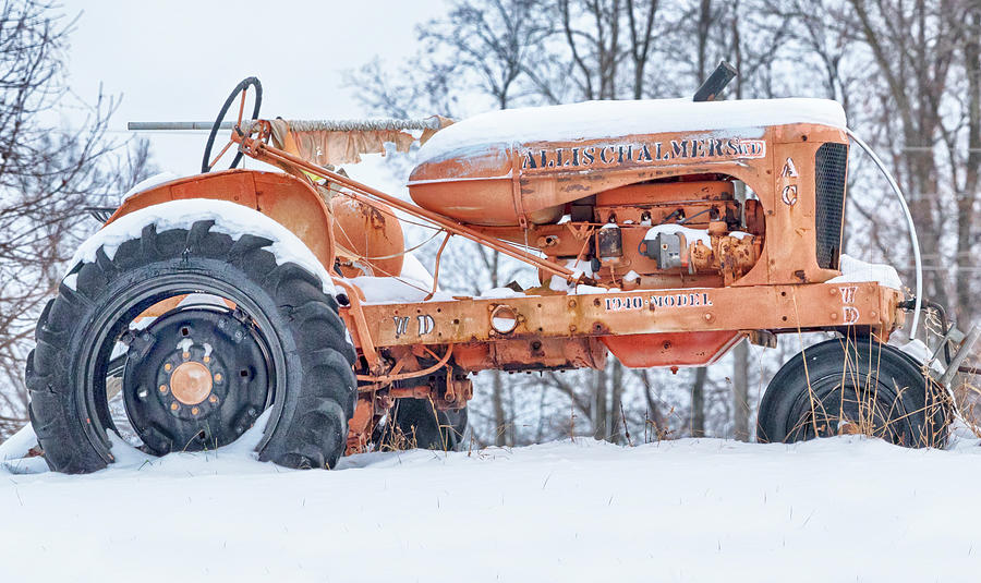 Allis Chalmers 1940 Tractor Snow Scene #2893 Photograph by Susan Yerry