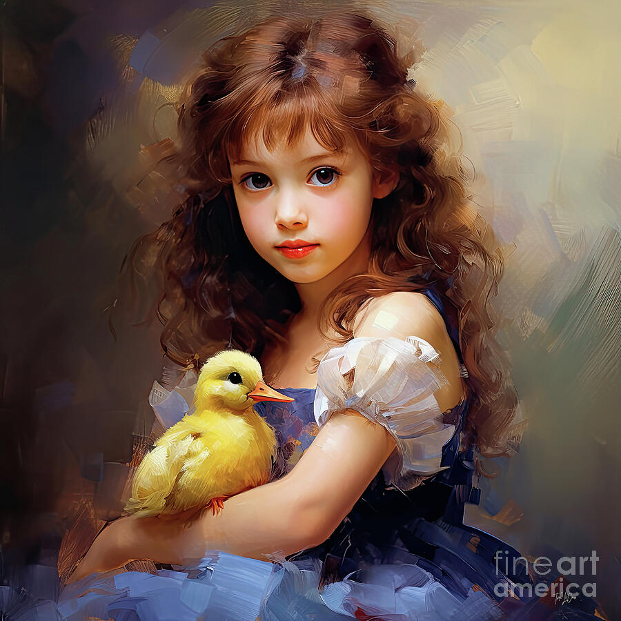 Allison And Her Duckling Painting by Tina LeCour Allison And Her Duckling Painting by Tina LeCour