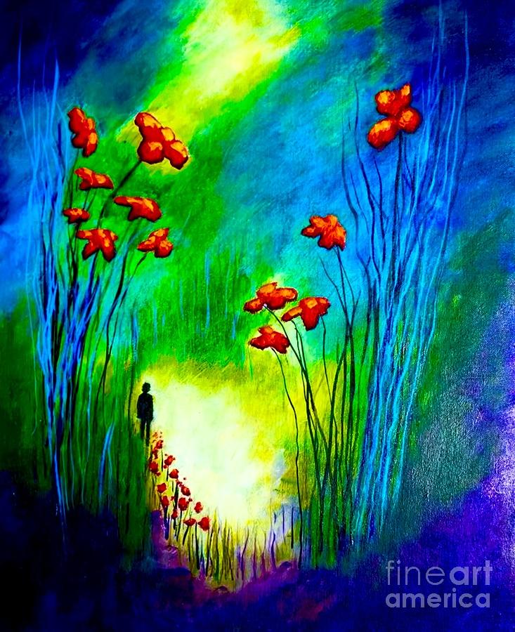 Allisons Adventures in Poppyland  Painting by Allison Constantino