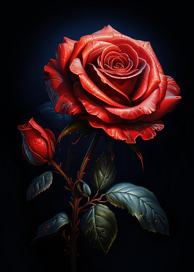 Alluring Red Rose Passion Flower Digital Art by Julio Cesar - Fine Art ...