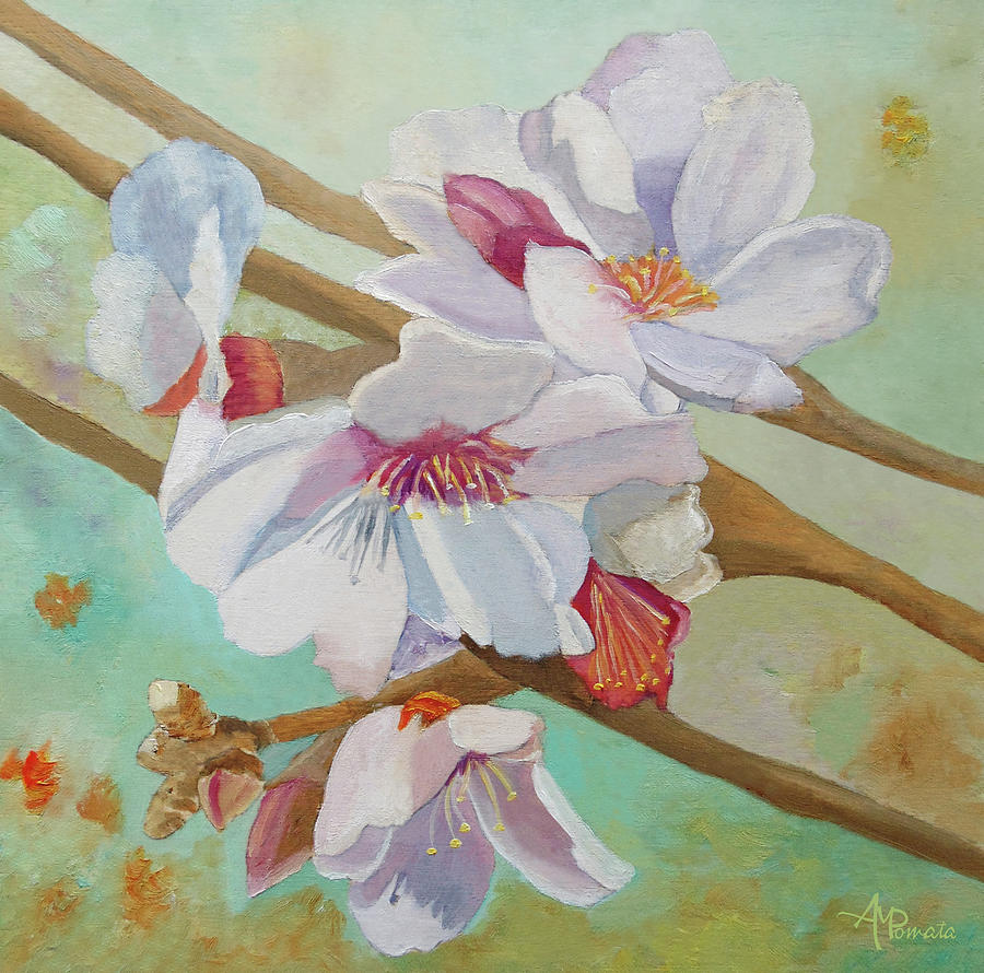 Almond Blossoms Painting by Angeles M Pomata