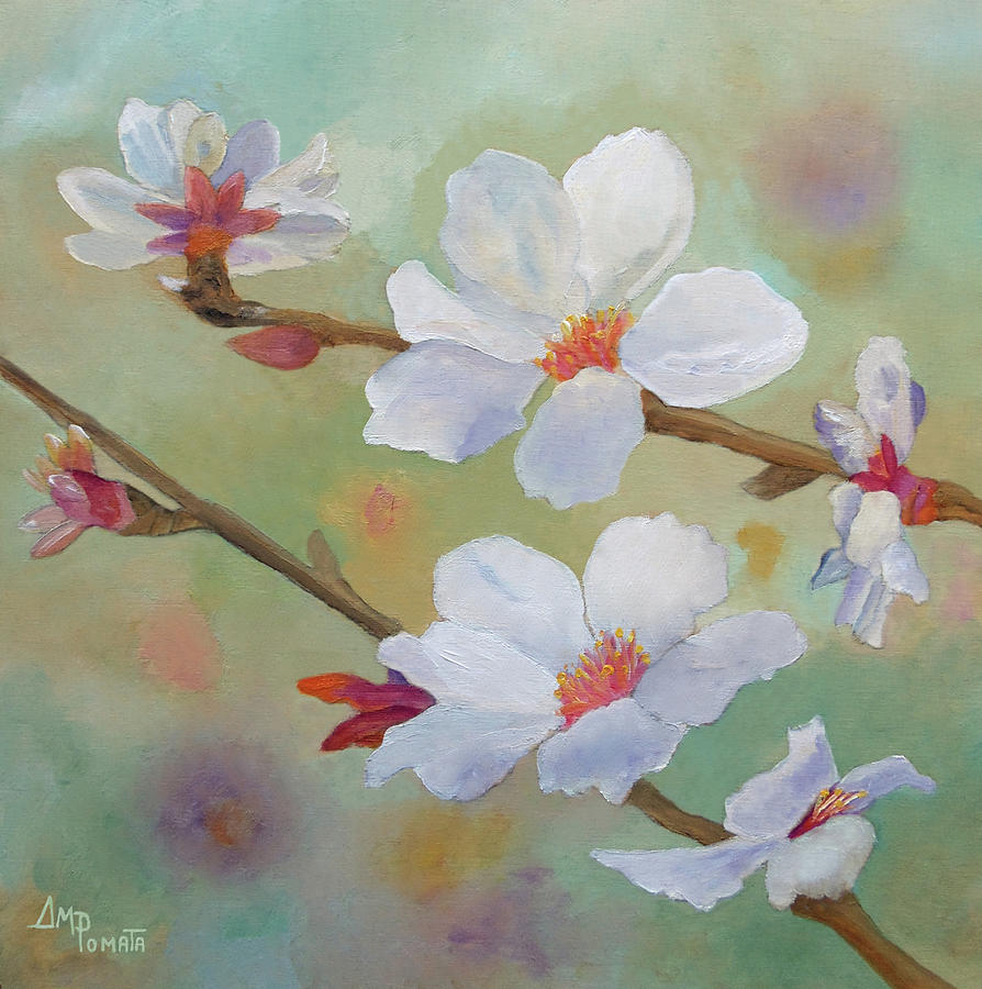 Almond Blossoms III Painting by Angeles M Pomata