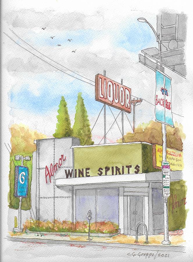Almor Liquor in Sunset Blvd., Los Angeles, California Painting by Carlos G Groppa