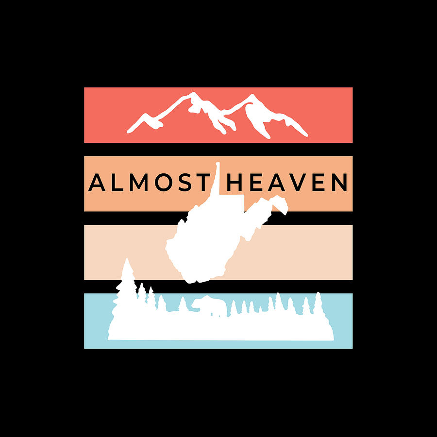Almost Heaven West Virginia Nature Mountains Retro Digital Art by Aaron Geraud