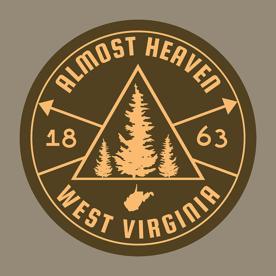Almost Heaven West Virginia State Map Wv Hiking Outdoors Digital Art
