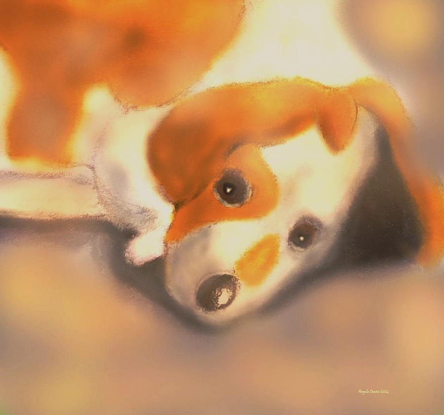 Dog Painting - Almost Naptime by Angela Davies