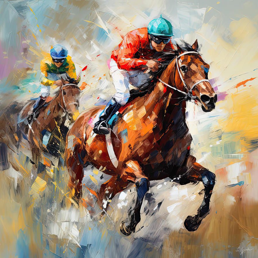Almost There - Oaklawn Horse Racing  Digital Art by Lourry Legarde