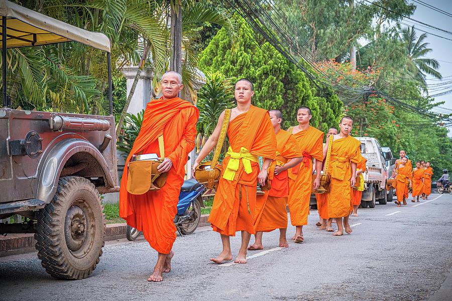 Luang Prabang Photograph - Alms Giving Walk by Marla Brown