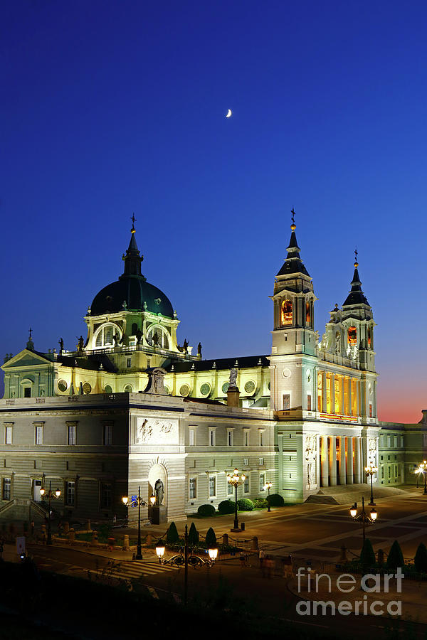 Almudena Cathedral and New Moon Madrid Spain Photograph by James Brunker