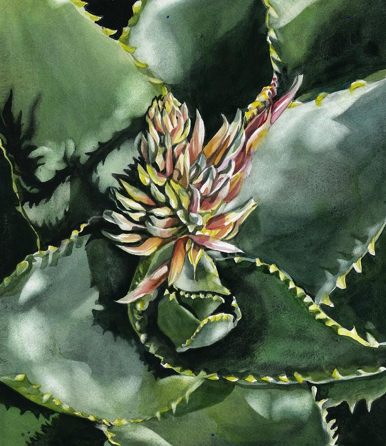Aloe In Bloom Painting by Alfred Ng