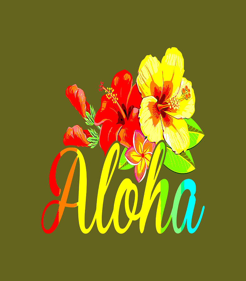 Aloha Flowers Hawaiian Funny Hawaii Beach Luau Party Digital Art by ...