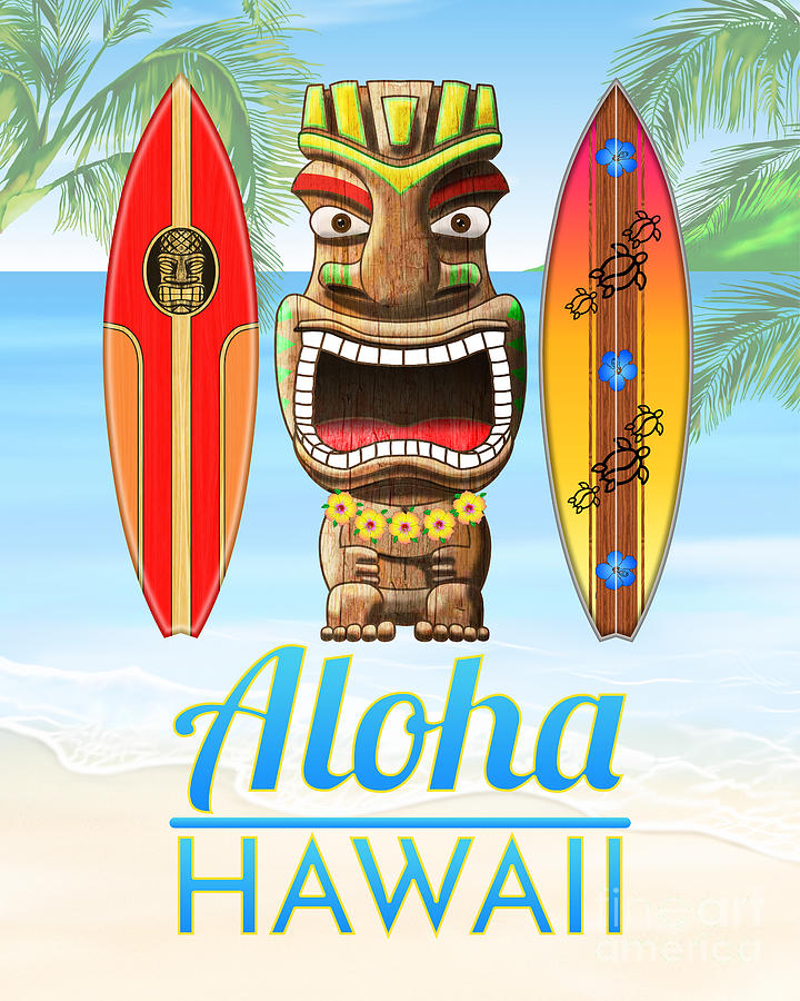 Aloha Hawaii Tiki Statue Digital Art by Chris MacDonald - Fine Art America