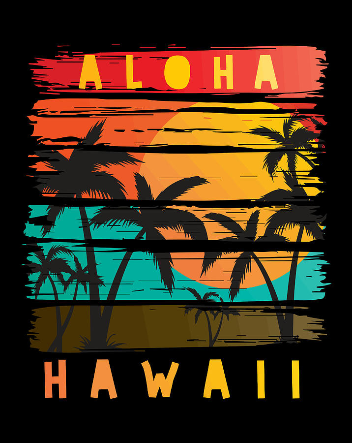 Aloha Hawaii Tropical Beach Paradise Vintage Throwback Gift Digital Art ...