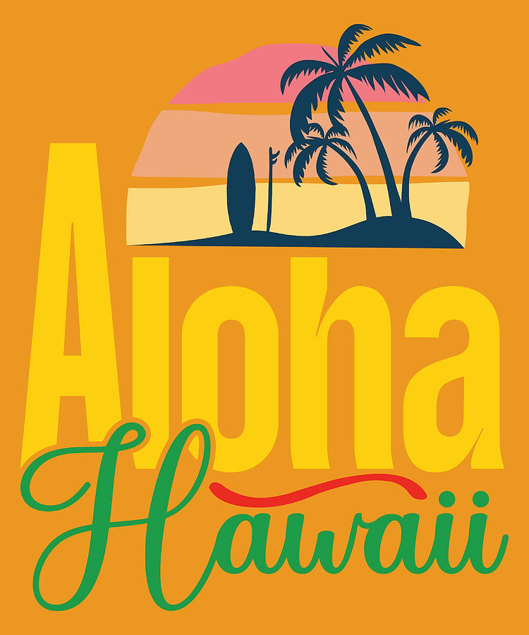 Aloha hawaii Vintage Hawaiian Aloha Poster 70s Painting by Mia Oscar ...