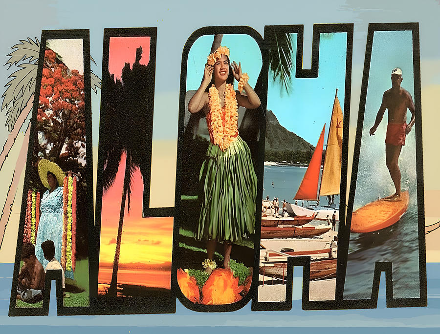 Landmark Digital Art - Aloha Letters by Long Shot