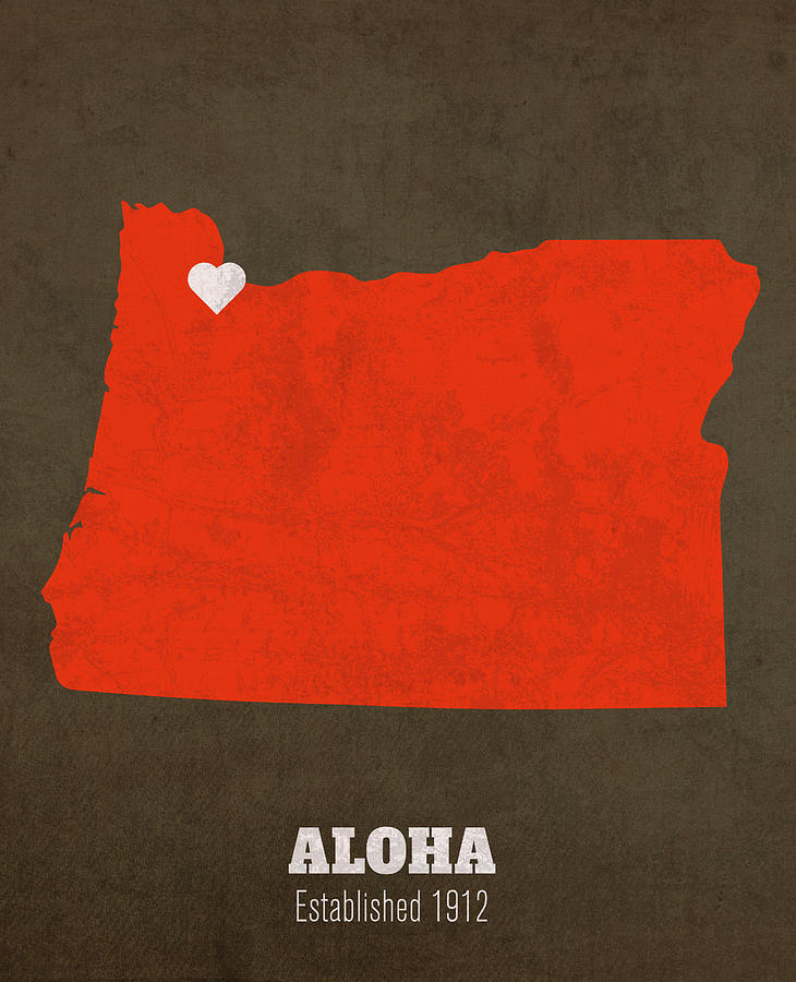 Aloha Oregon City Map Founded 1912 Oregon State University Color ...