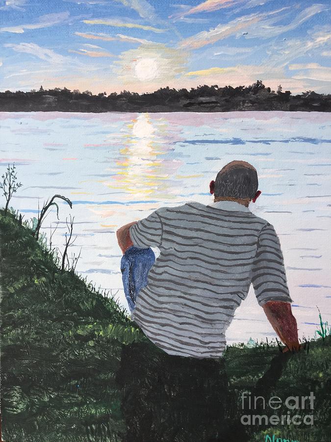 Sunset Painting - Alone at Sunset by Norm Starks