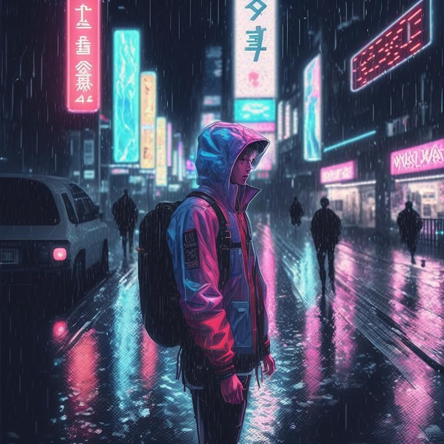 alone boy crying in rain
