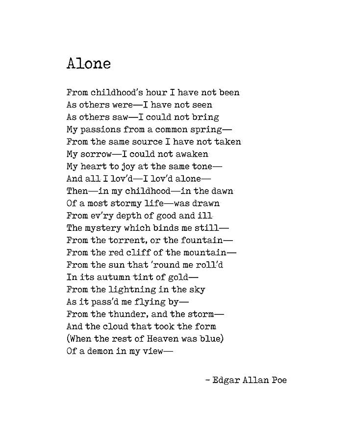 Alone - Edgar Allan Poe - Poem - Literature - Typewriter Print Digital Art by Studio Grafiikka