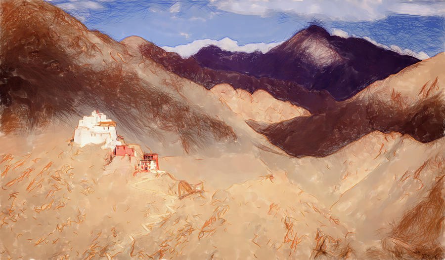 Alone in Himalayas Digital Art by Alexey Stiop